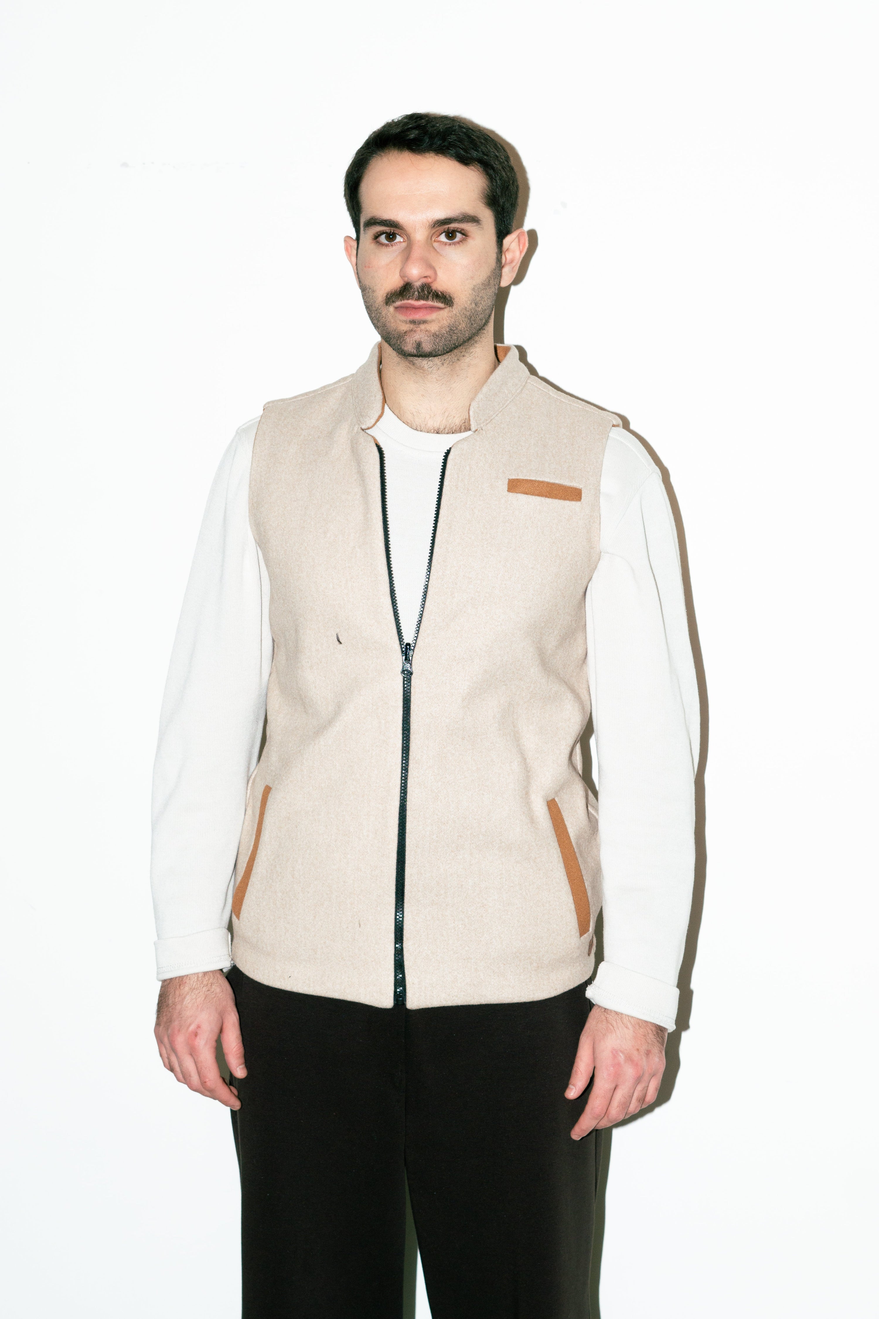 Al-Sudeiri Vest / Reversible - Coconut and Tan (With Zip)